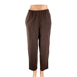 Los Angeles Apparel Brown Elastic Waist Tapered Wide Leg Trousers Pants Size M